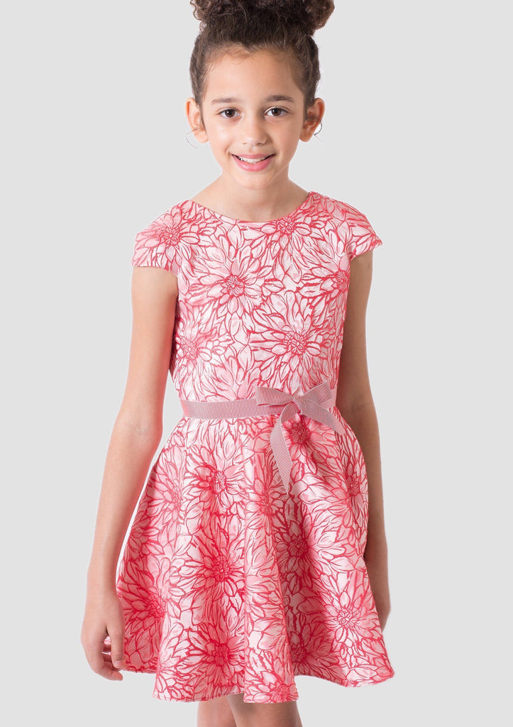 <transcy>Vestido floral con mangas casquillo</transcy>