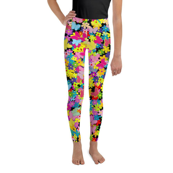 Leggings - Summer Blooms And Butterflies Leggings - Pink