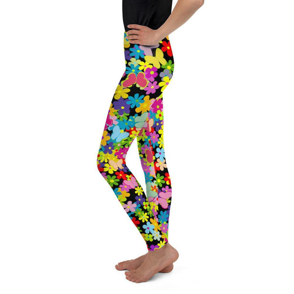 Leggings - Summer Blooms And Butterflies Leggings - Pink
