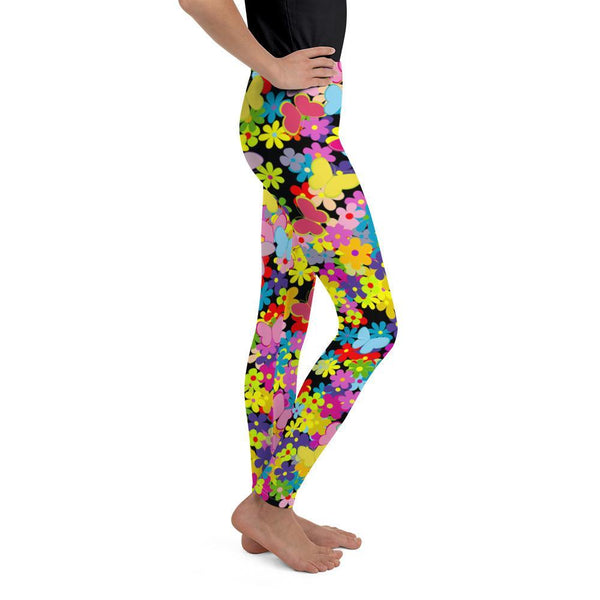 Leggings - Summer Blooms And Butterflies Leggings - Pink