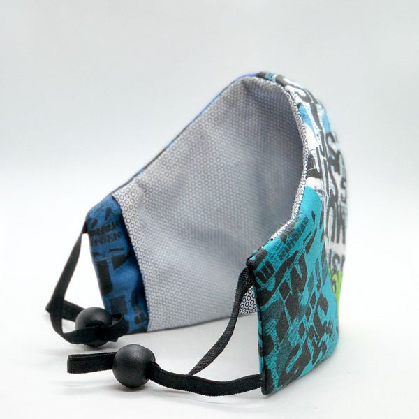 MASK - Unisex Face Masks -  Blue Text Print