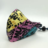 MASK - Unisex Face Masks -  Purple & Yellow Text Print