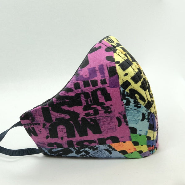 MASK - Unisex Face Masks -  Purple & Yellow Text Print