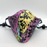 MASK - Unisex Face Masks -  Purple & Yellow Text Print