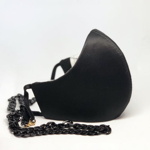 MASK - Unisex Face Masks - Sateen Black With Lanyard