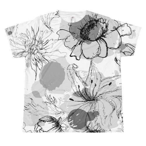 T-shirt - Allover Floral Print T-shirt - B&W