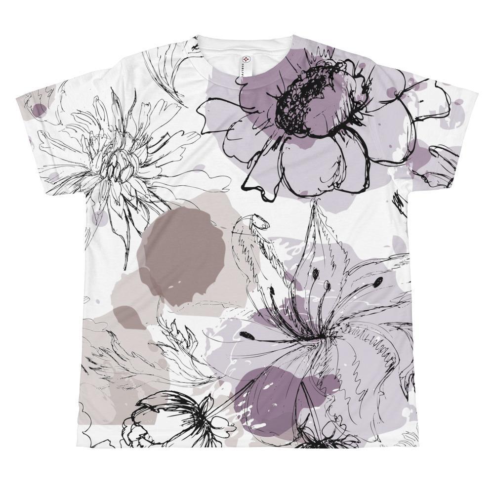 <transcy>Camiseta con estampado floral en toda la prenda - Lila y malva</transcy>