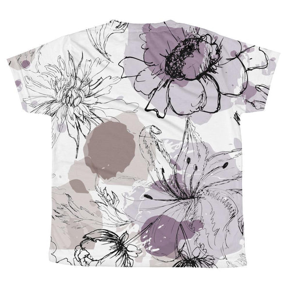 T-shirt - Allover Floral Print T-shirt - Lilac & Mauve