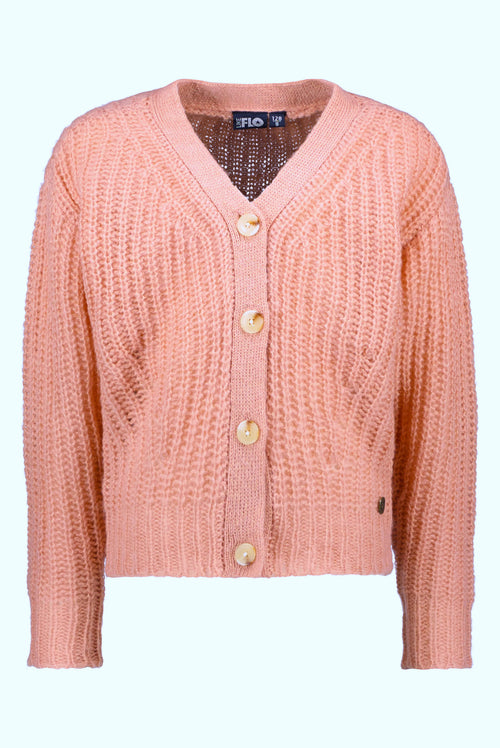 Rib Knit Cardigan with Horn Buttons