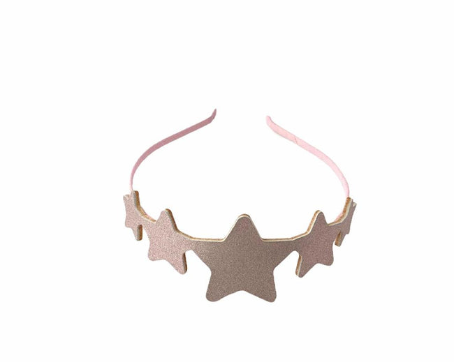 Happy Stars Pink Leather Headband