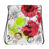 Drawstring Bag - Allover Floral Print Drawstring Bag