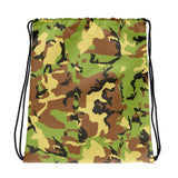 Drawstring Bag - Allover Green Camouflage Drawstring Bag