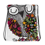 Drawstring Bag - Allover Owl Print Drawstring Bag