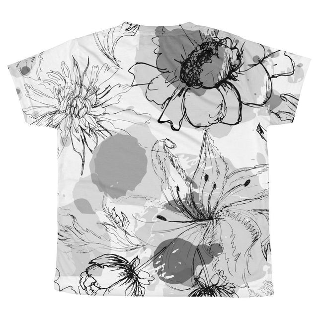 T-shirt - Allover Floral Print T-shirt - B&W