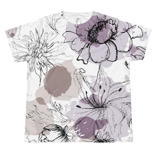 T-shirt - Allover Floral Print T-shirt - Lilac & Mauve