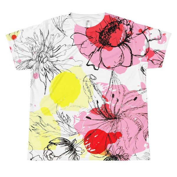 T-shirt - Allover Floral Print T-shirt - Pink