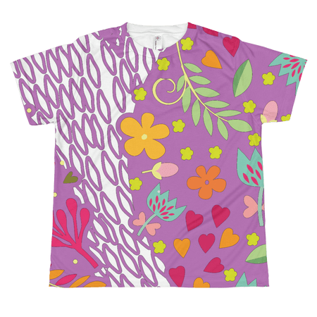 Girl in Pink Blooms & Butterflies Dress T-shirt